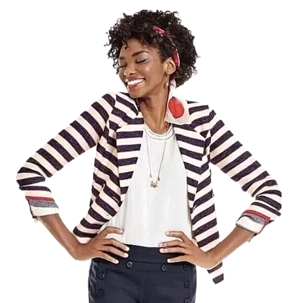 CAbi Love Carol Collection #5094 Women's Size 10 Stripe Cruise Jacket Nautical